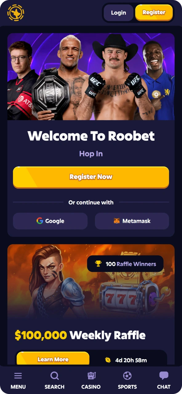 Visit Roobet app main page for latest bonuses and popular games.