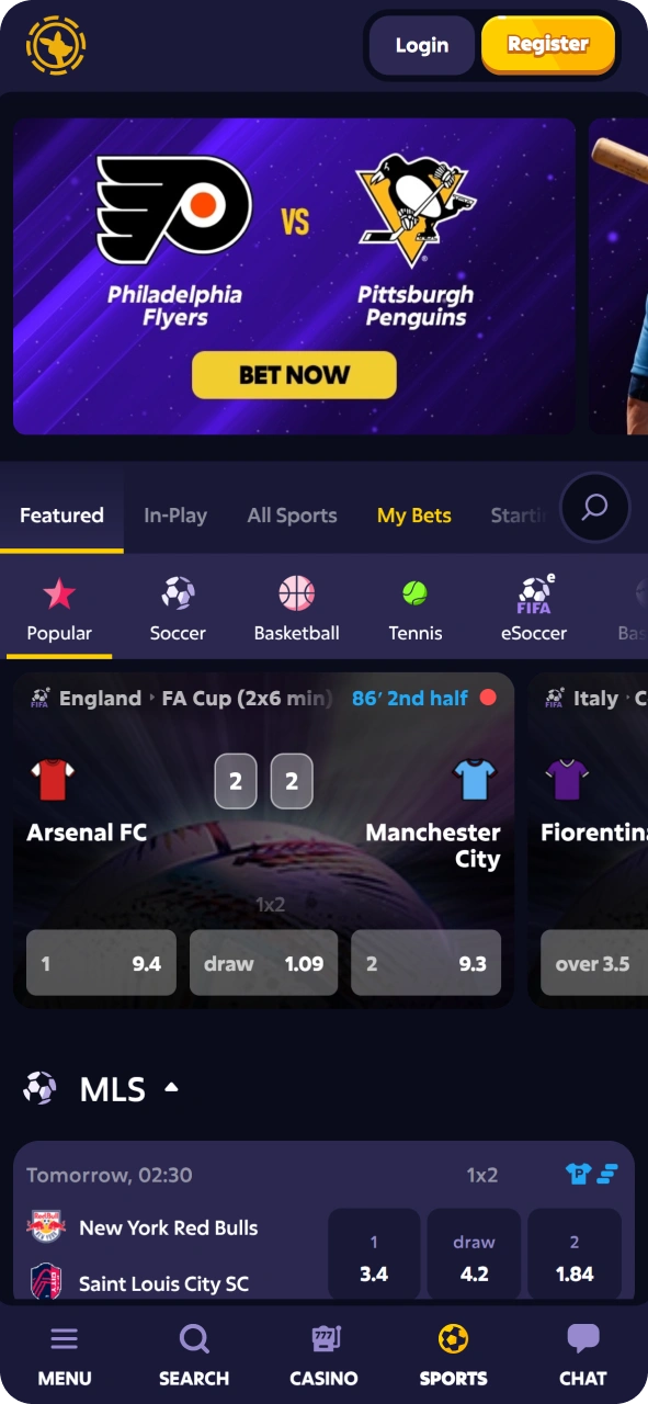 Follow your favourite sport teams with Roobet app.