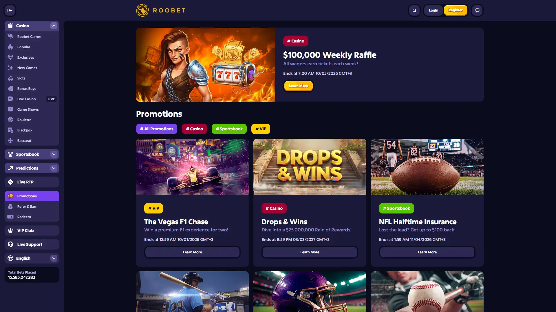 Check out latest promotions at Roobet.