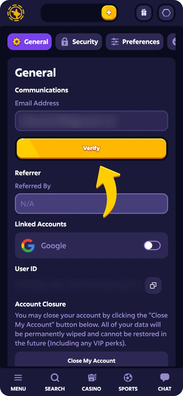 Verify your email at registered Roobet account.