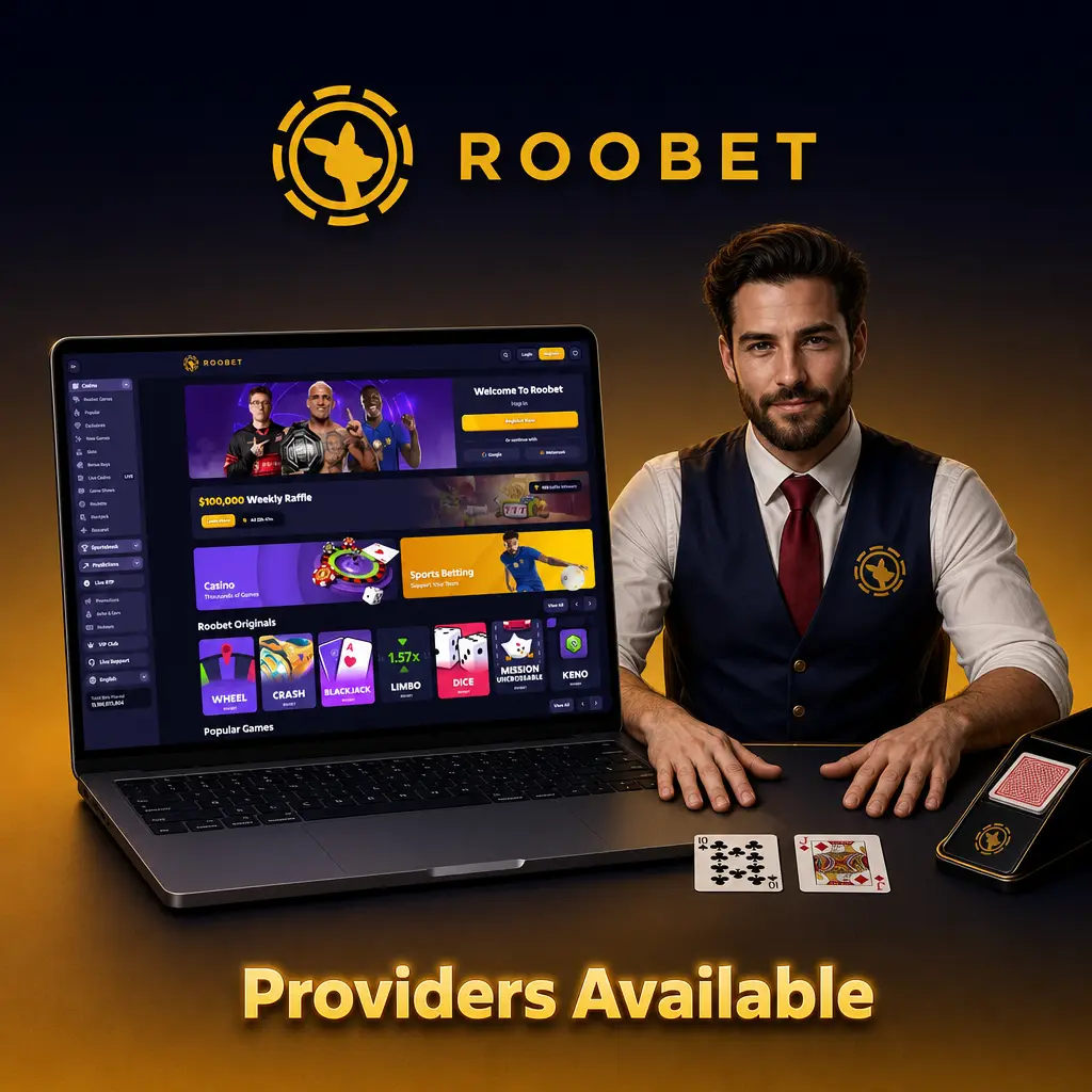 Live casino dealers from Evolution and Pragmatic Play studios streaming table games for Roobet players