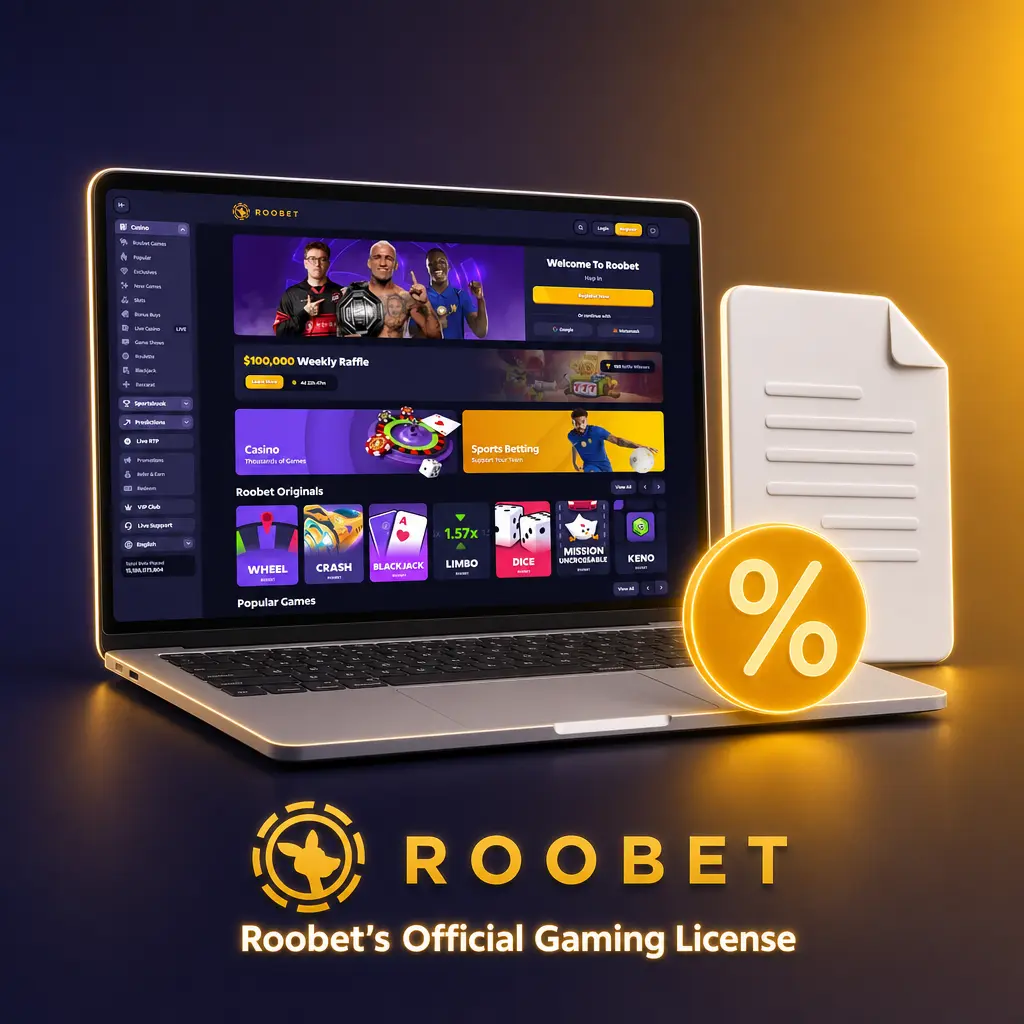 Roobet's Curaçao gaming license from Antillephone N.V., number 8048/JAZ2018-040, active since 2019.